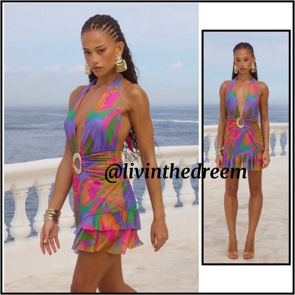 RUNAWAY THE LABEL Kiata Mini Dress Size Small - Diaz Iris